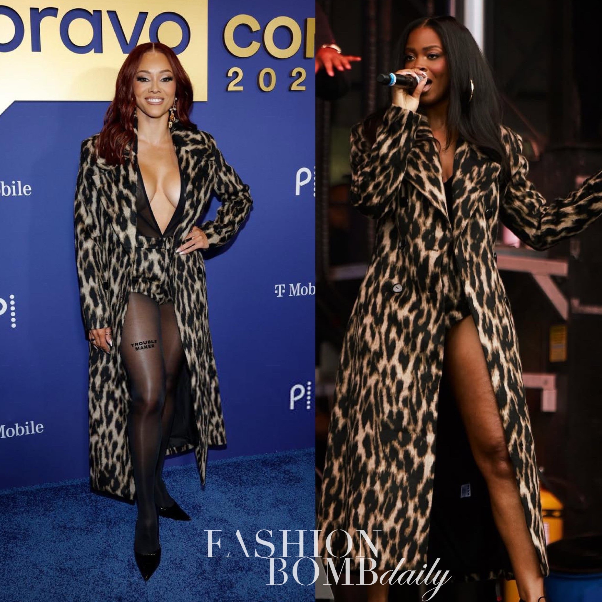 Who wore it better? @ashleyboalchdarby attended #BravoCon in the same Bengal-print @seroya look @arilennox wore to perform in — featuring the $648 Chiara wool coat and $248 Kiara shorts (find a link to purchase in our bio). Ashley styled hers with a plunging bodysuit, sheer tights, pointed pumps, and voluminous auburn waves, while Ari kept it performance-ready with bare legs, statement hoops, and sleek straight hair. Both look 💣 but #wwib ?

📸: IG/Reproduction
#AshleyDarby #ashleydarbyfbd #AshleyDarbyStyle #AriLennox #arilennoxfbd #arilennoxstyle #fashionbombdaily #fbdaily #BombStyle