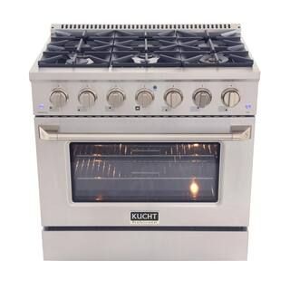 Kucht Pro-Style 36 in. 5.2 cu. ft. Natural Gas Range with Convection Oven in Stainless Steel and ... | The Home Depot