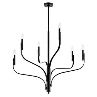 Livadia 36.25 in. 6-Light Black Modern Candle Chandelier for Dining Room | The Home Depot