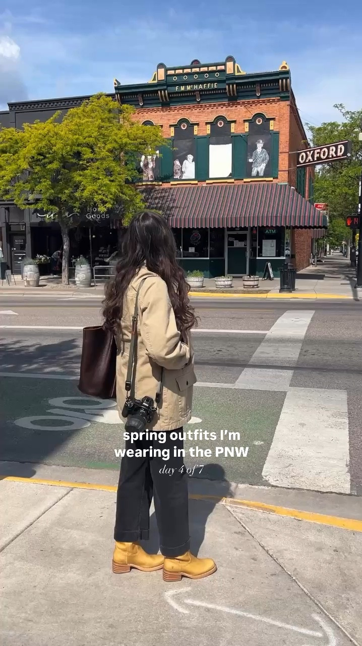 LL Bean barn coat outfit you can wear year round. Can’t wait to wear this in fall 🍂 Maeve Collette pants, Frye banana campus boots, leather tote bag 

#LTKItBag #LTKWorkwear #LTKShoeCrush
