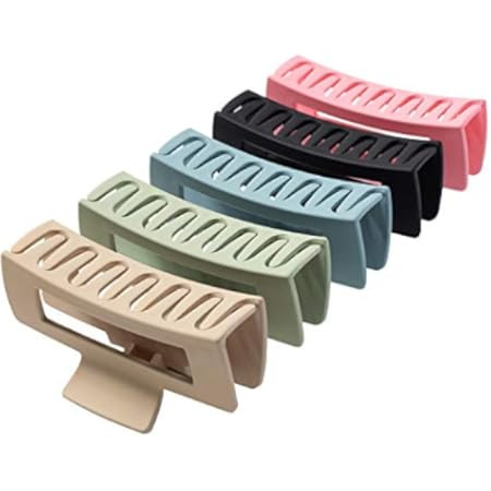 8pcs Hair Clips Set, Non-slip Hair Claw Clips Rectangle Claw Clips 3.5 in. Acrylic Banana Claw Clips | Amazon (US)
