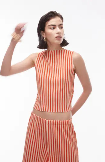 Stripe Plissé Sleeveless Top | Nordstrom