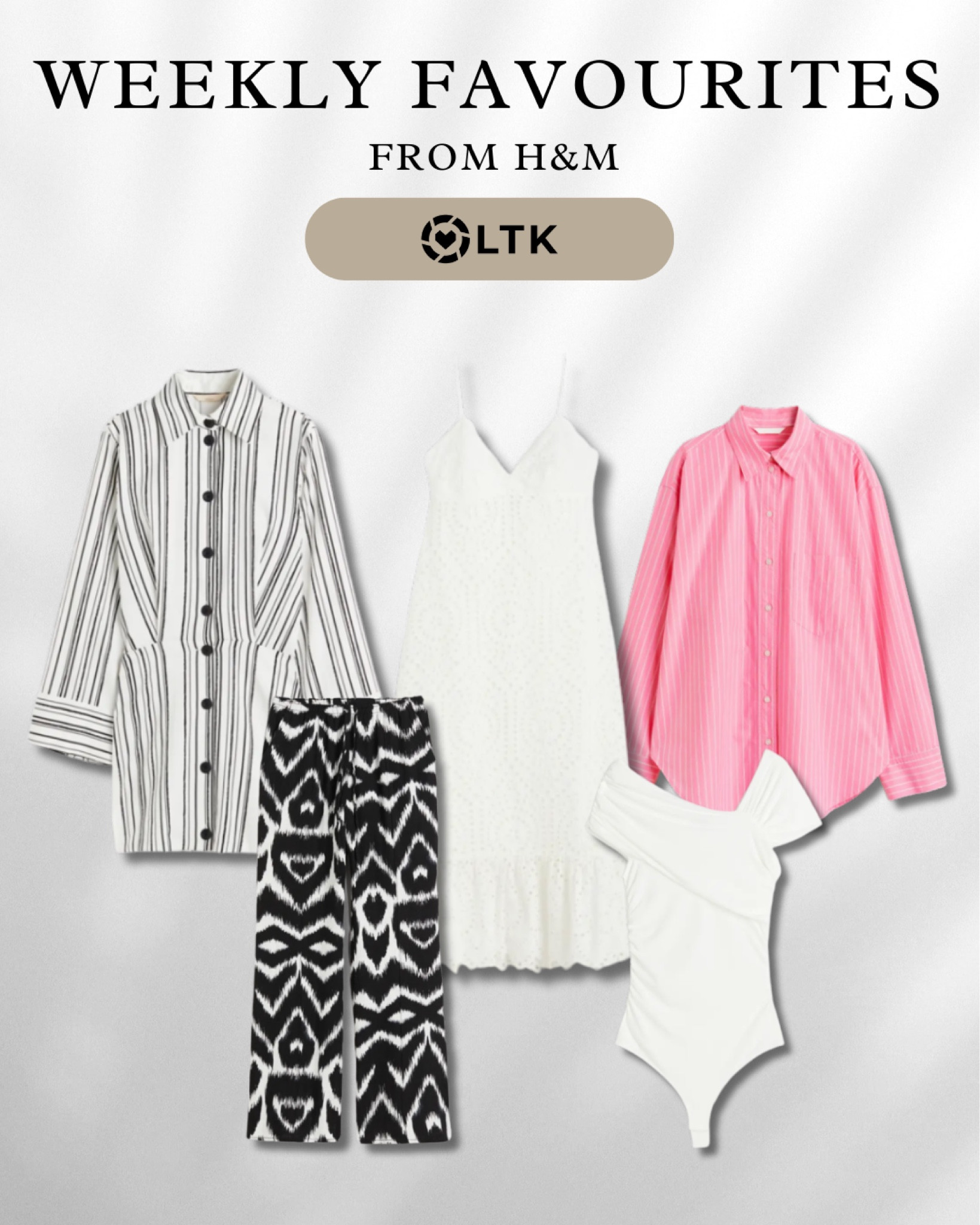 Weekly favourites from H&M.

outfit inspiration, new arrivals, dress with embroidery anglaise, white dress, summer style, sales, linen blend pants, black patterned trousers, linen blend shirt dress, crinkled string body, cotton pooling blouse, linen shorts, Netherlands. 

#LTKSeasonal #LTKeurope #LTKstyletip