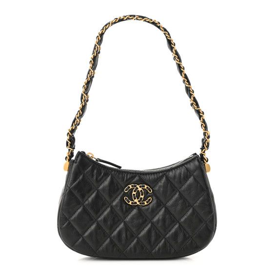 Aged Calfskin Quilted Small Chanel 19 Hobo Black | FASHIONPHILE (US)