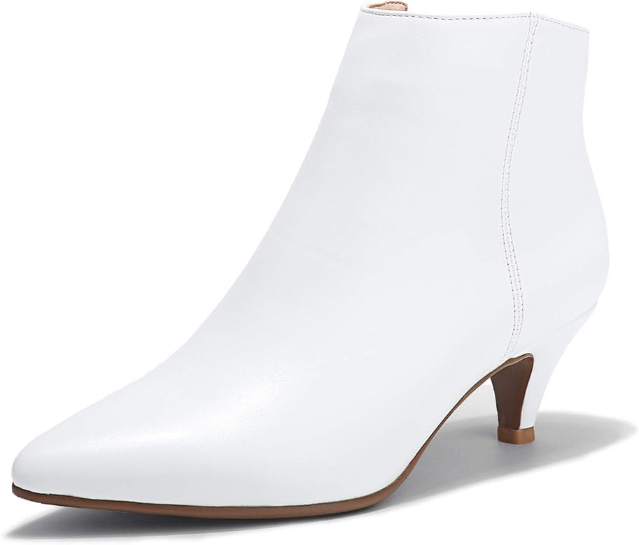 IDIFU Women Booties Low Kitten Heel Ankle Boots Pointed Toe Short Boots Dress Sexy Shoes | Amazon (US)
