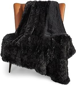Bedsure Faux Fur Throw Blanket Black - Fuzzy Fluffy Super Soft Furry Plush Decorative Comfy Shag ... | Amazon (US)