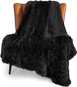 Bedsure Faux Fur Throw Blanket Black - Fuzzy Fluffy Super Soft Furry Plush Decorative Comfy Shag ... | Amazon (US)