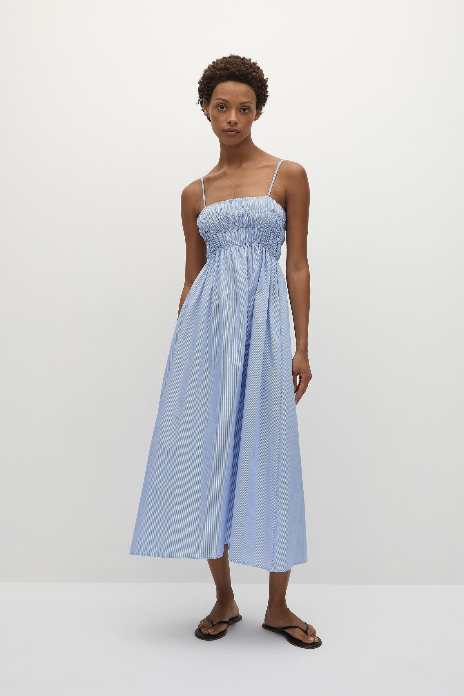 Nica Midi Dress Soft Blue Stripe | Faithfull (AU)