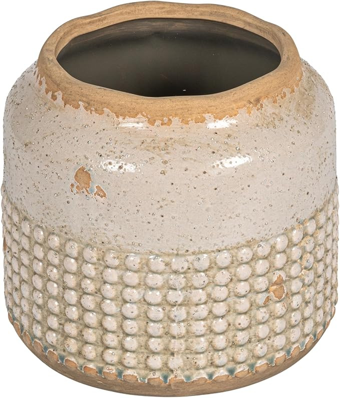Creative Co-Op Terracotta Hobnail Planter with Organically Shaped Edge, Distressed Light Blue | Amazon (US)