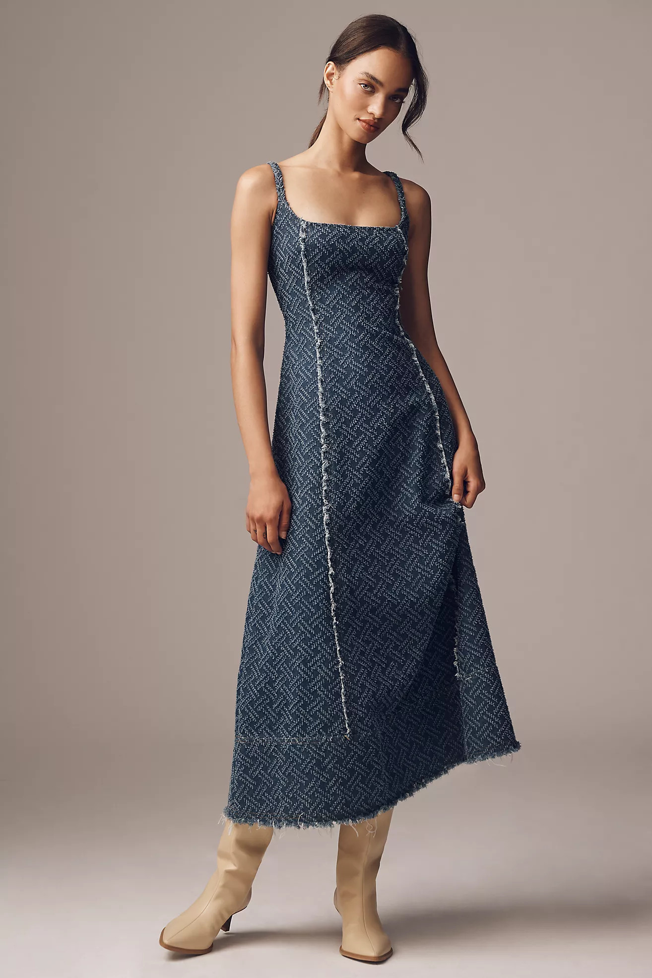 Elliatt Cora Denim Midi Dress | Anthropologie (US)