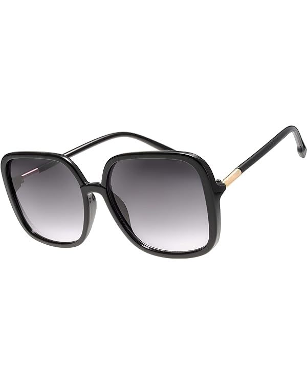 The Fresh Women's Oversized Square Jackie O Cat Eye Hybrid Butterfly Fashion Sunglasses - Exquisi... | Amazon (US)