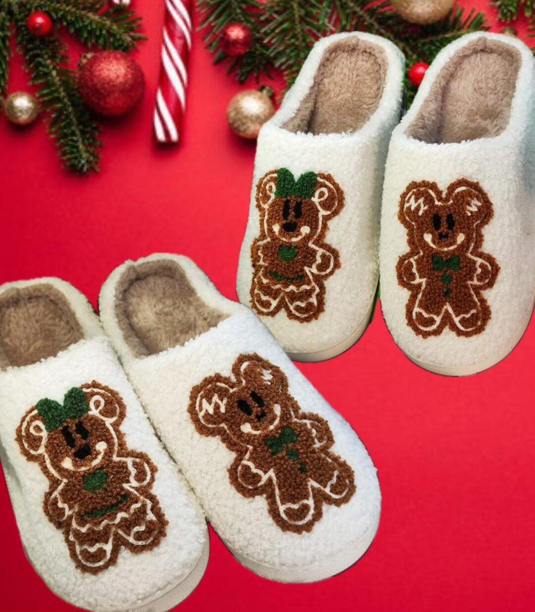 Christmas Slippers, Holiday Slippers, Cozy Slippers, Gingerbread Slippers, Cute Slippers - Etsy | Etsy (US)