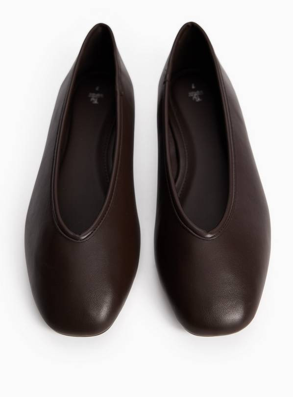Brown High Vamp Ballerina Shoes 5 | Tu Clothing