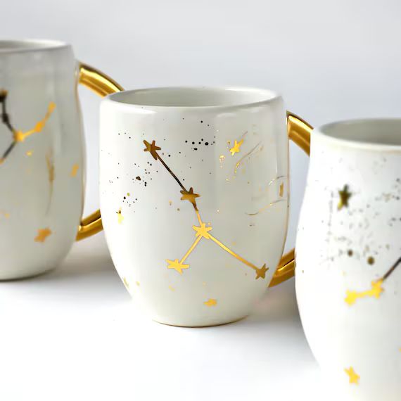 Cancer Constellation Mug in White and Gold - Astrological Sign Mug - Zodiac Mug - Modern Mud, Whi... | Etsy (US)