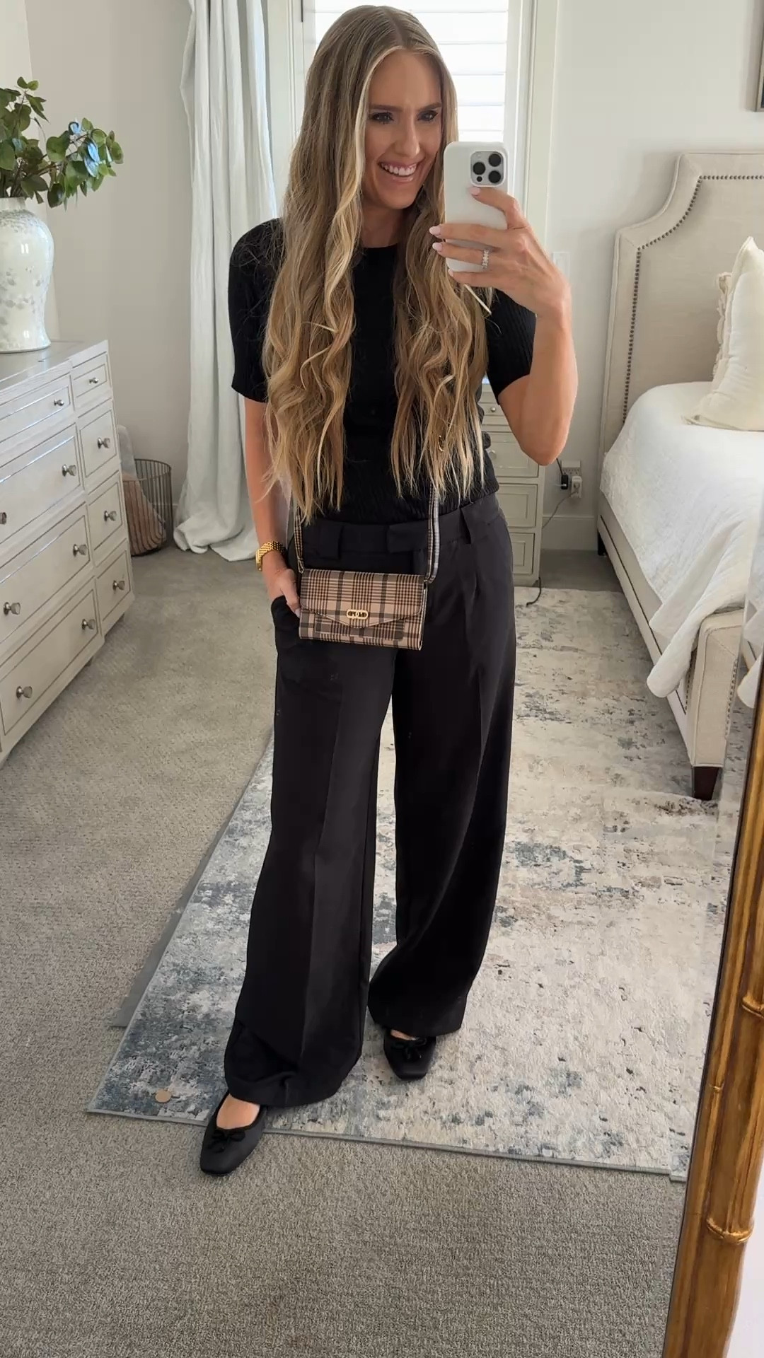 Fall style, workwear, dress pants, plaid, crossbody bag, fall outfits, ribbed tee, black outfit 

#LTKFindsUnder50 #LTKFindsUnder100 #LTKWorkwear