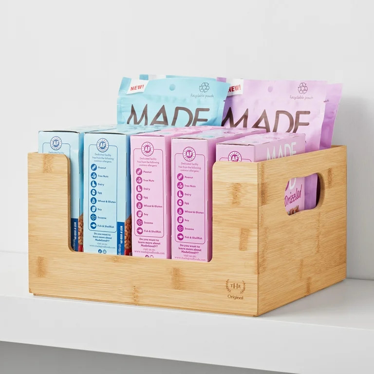 The Home Edit Bamboo Set of 2 Open Front Small Storage and Organizing Bins Brown | Walmart (US)