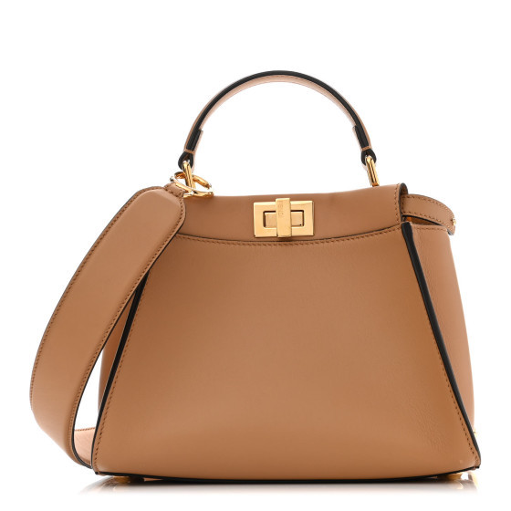 Vitello Seta Canvas FF Embroidered Mini Peekaboo Iconic Satchel Miele Scuro Poudre | FASHIONPHILE (US)