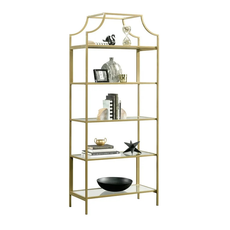 Better Homes & Gardens 71" Nola 5 Shelf Etagere Bookcase, Gold Finish | Walmart (US)