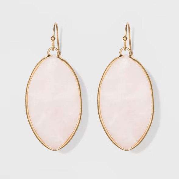 Marquis Shape Semi-Precious Rose Quartz Drop Earrings - Universal Thread™ Light Pink | Target