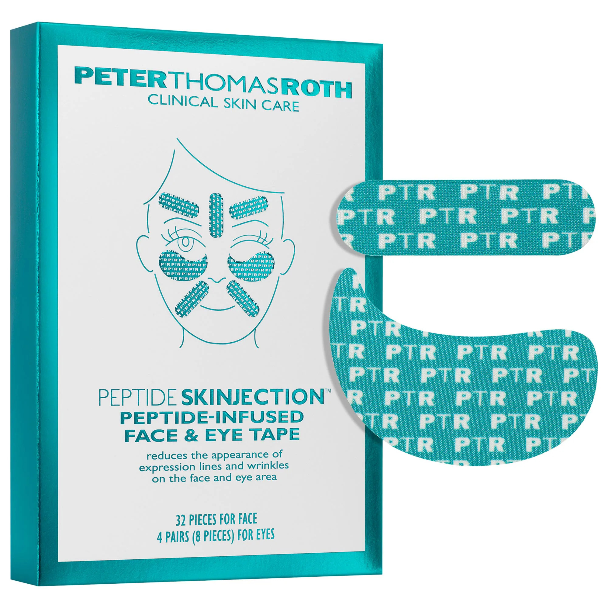 Peter Thomas Roth Peptide Skinjection Peptide-Infused Face & Eye Tape for Wrinkles and Aging Skin 32 pieces for face/4 pairs / 8 pieces for eyes | Sephora (US)