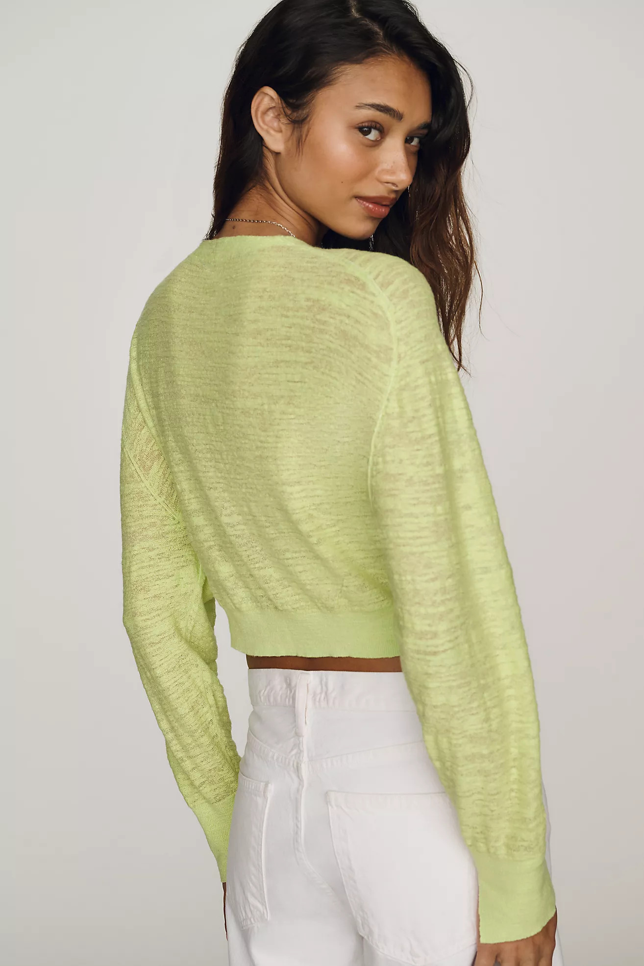 Pilcro Fine Gauge Linen Cardigan | Anthropologie (US)