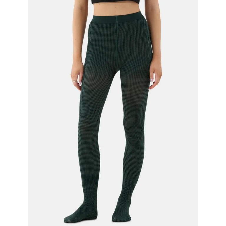 No Boundaries Checkered Tights, Women's and Women's Plus - Walmart.com | Walmart (US)