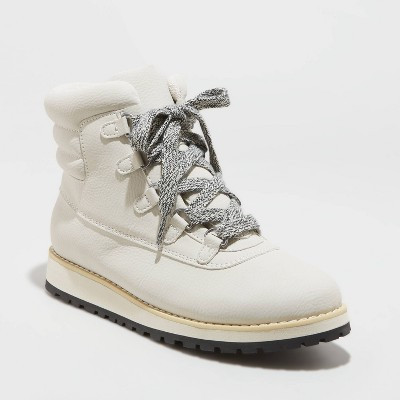 Women's Calyn Puffer Collar Winter Boots - Universal Thread™ Bone | Target