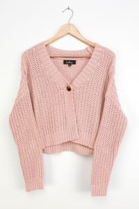 Send Your Love Blush Pink Knit Cropped Cardigan Sweater | Lulus (US)