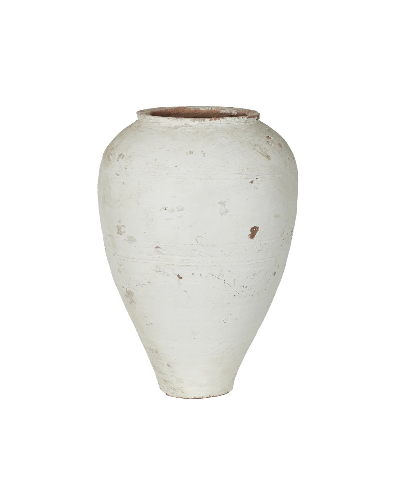 Olive Ateliers Vintage Turkish Olive Jar - White Wash - Pots, Pottery, and Planters | Olive Ateliers