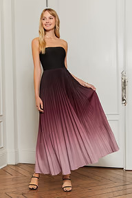 NewRed Ombre Strapless Pleated Maxi Dress | Cupshe US