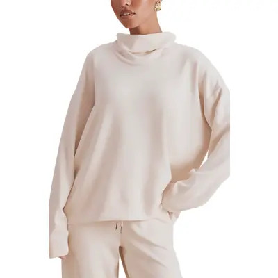 Splendid x Cellajaneblog Scuba Knit Turtleneck Sweatshirt in Porcelain Beige at Nordstrom, Size X-Small | Nordstrom