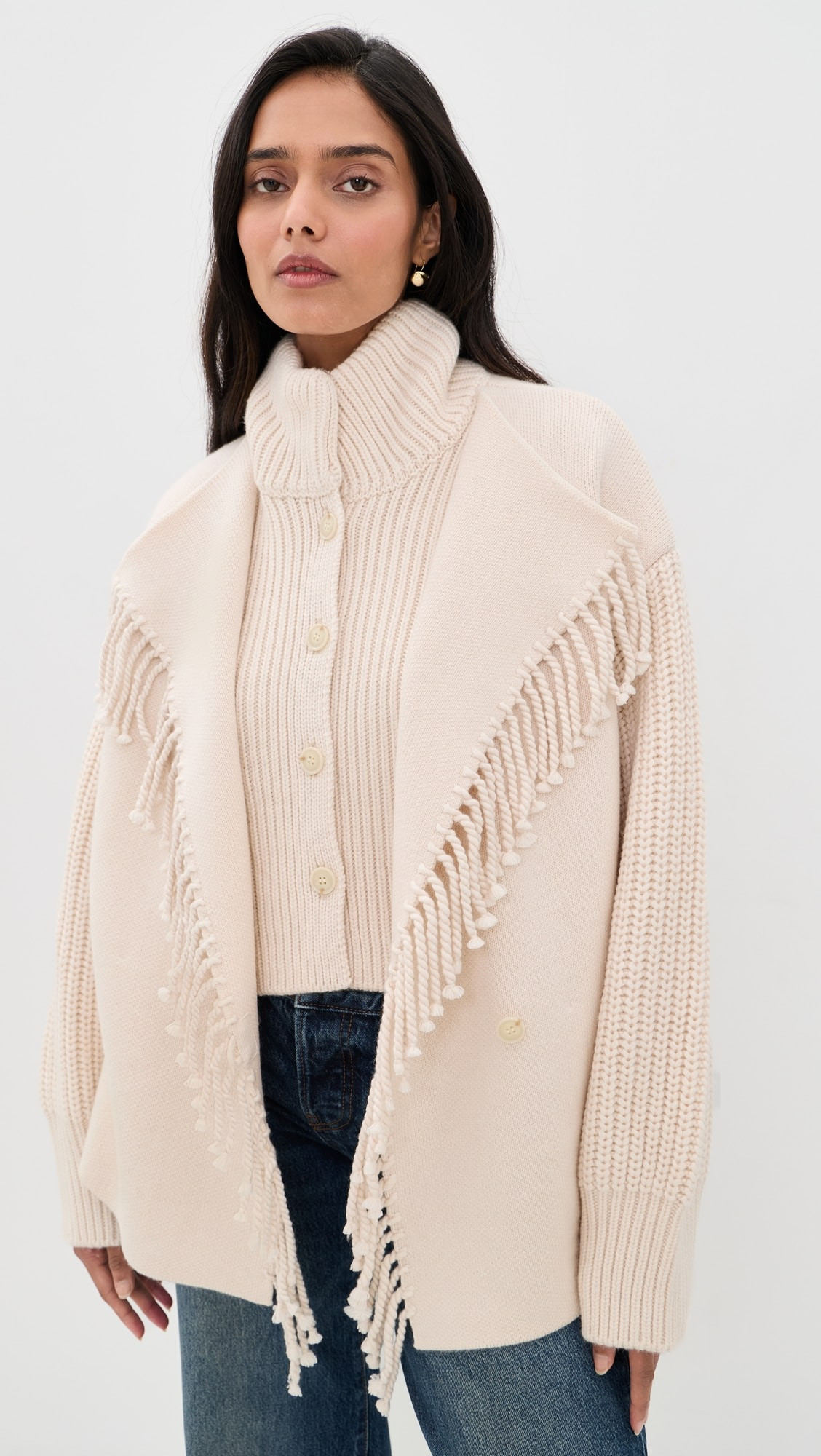 The Cropped Jacquard Fringe Coat | Shopbop