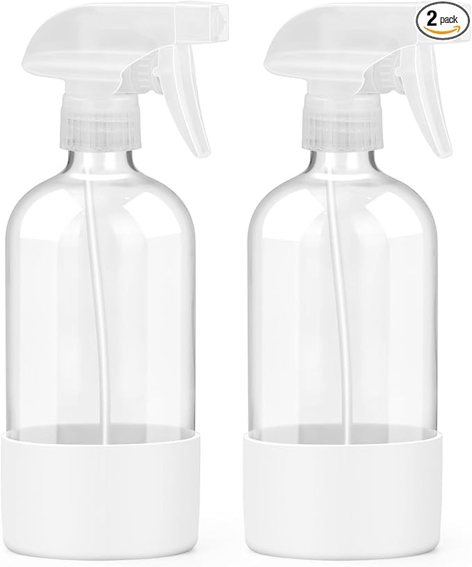 Amazon.com: Worldgsb 2 Pack Glass Spray Bottles with Silicone Sleeve, 16 oz Empty Refillable Cont... | Amazon (US)