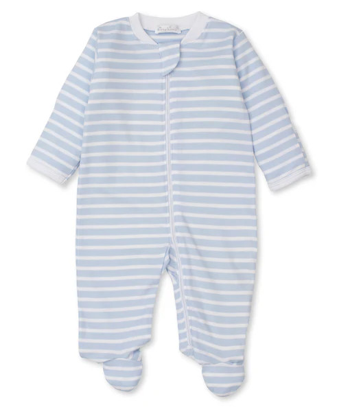 Team Stripes Blue Zip Footie | Kissy Kissy