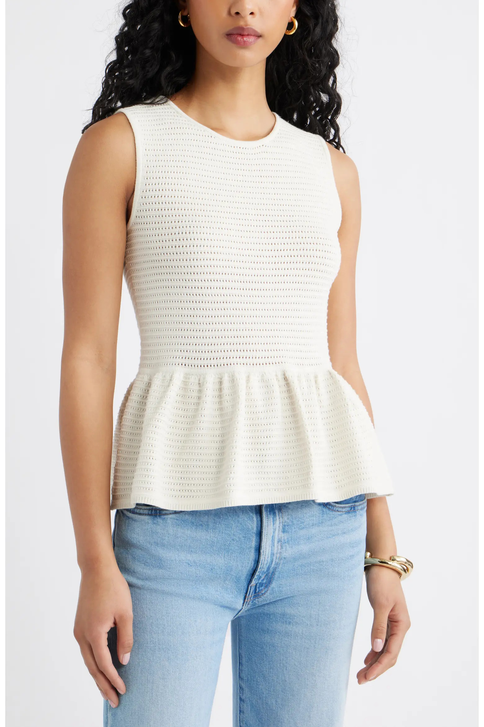 Open Stitch Peplum Sweater Tank (Women) | Nordstrom | Nordstrom