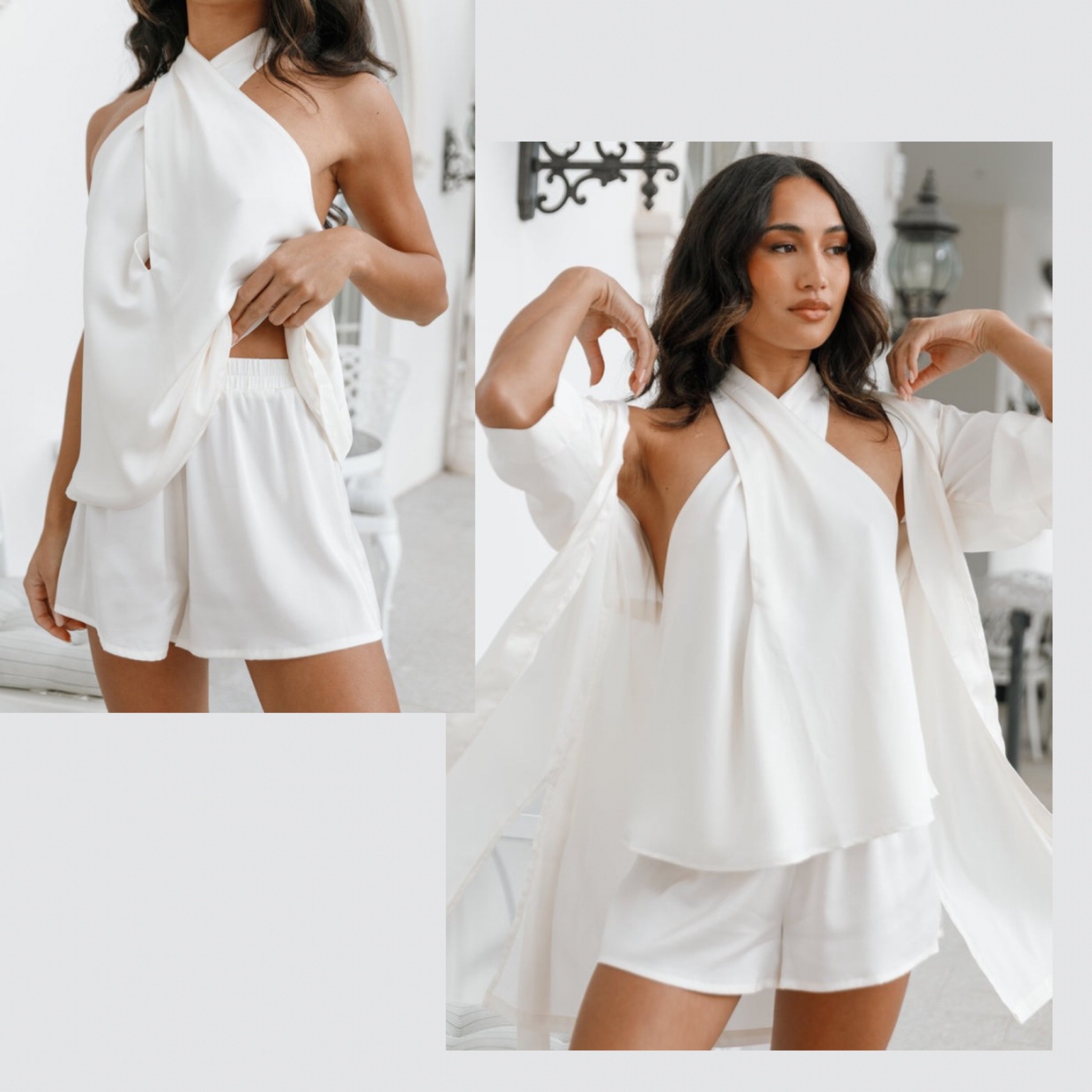 Wedding day getting ready outfit. Halter tie neck shorts set 

#LTKstyletip #LTKunder100 #LTKwedding