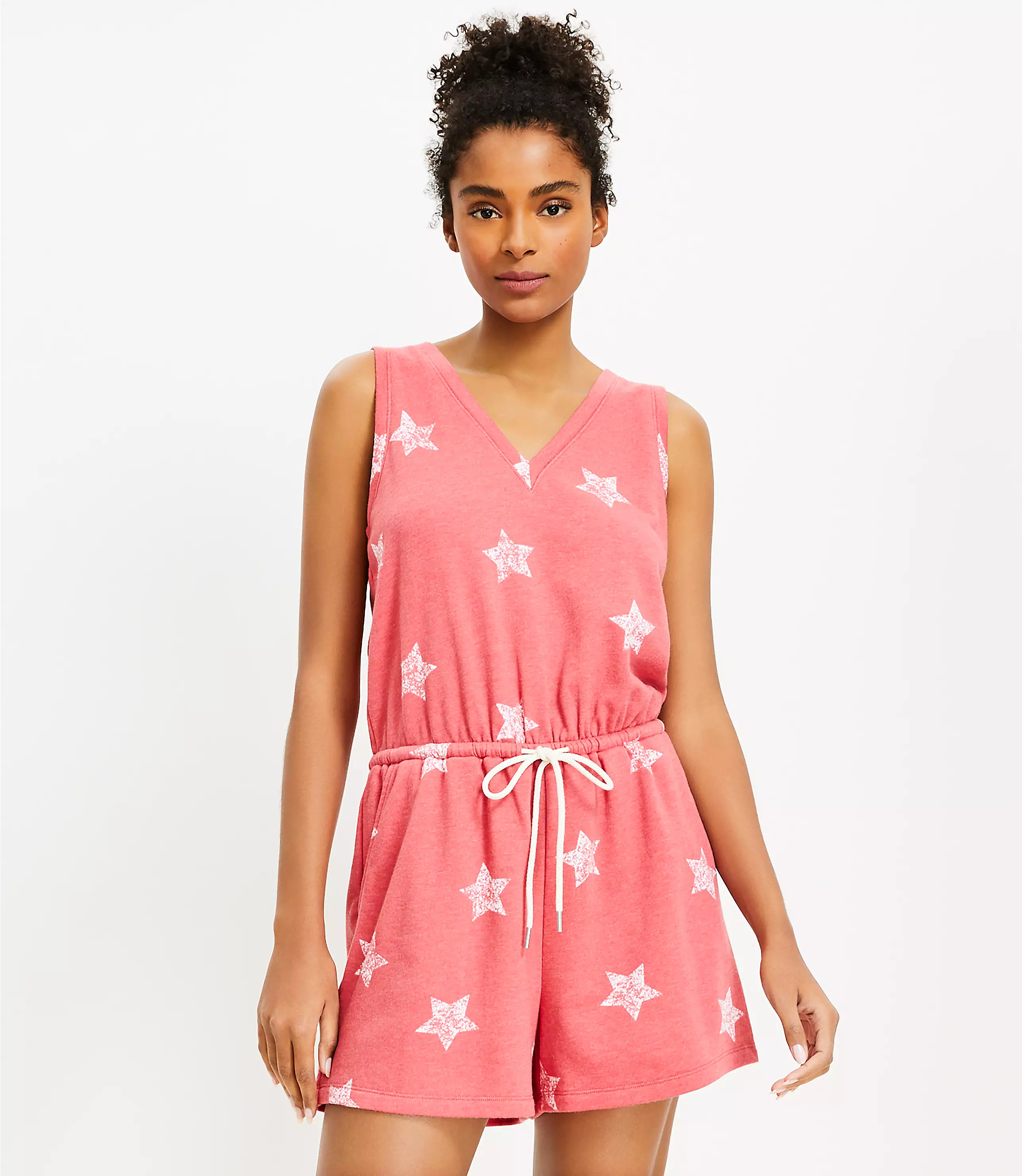 Lou & Grey Star Cozy Cotton Terry V-Neck Romper | LOFT