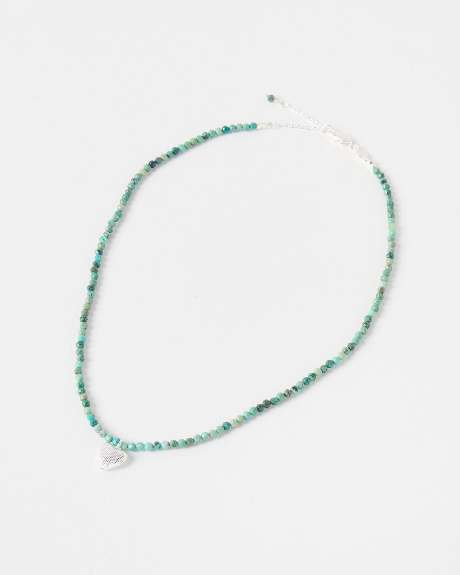 Hestia Beaded Turquoise Silver Heart Pendant Necklace | Oliver Bonas | Oliver Bonas (Global)