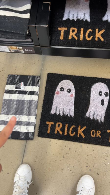 Walmart in Halloween doormats with a plaid laying written rug $10 each comes in lots of different patterns

#LTKSeasonal #LTKHalloween #LTKhome