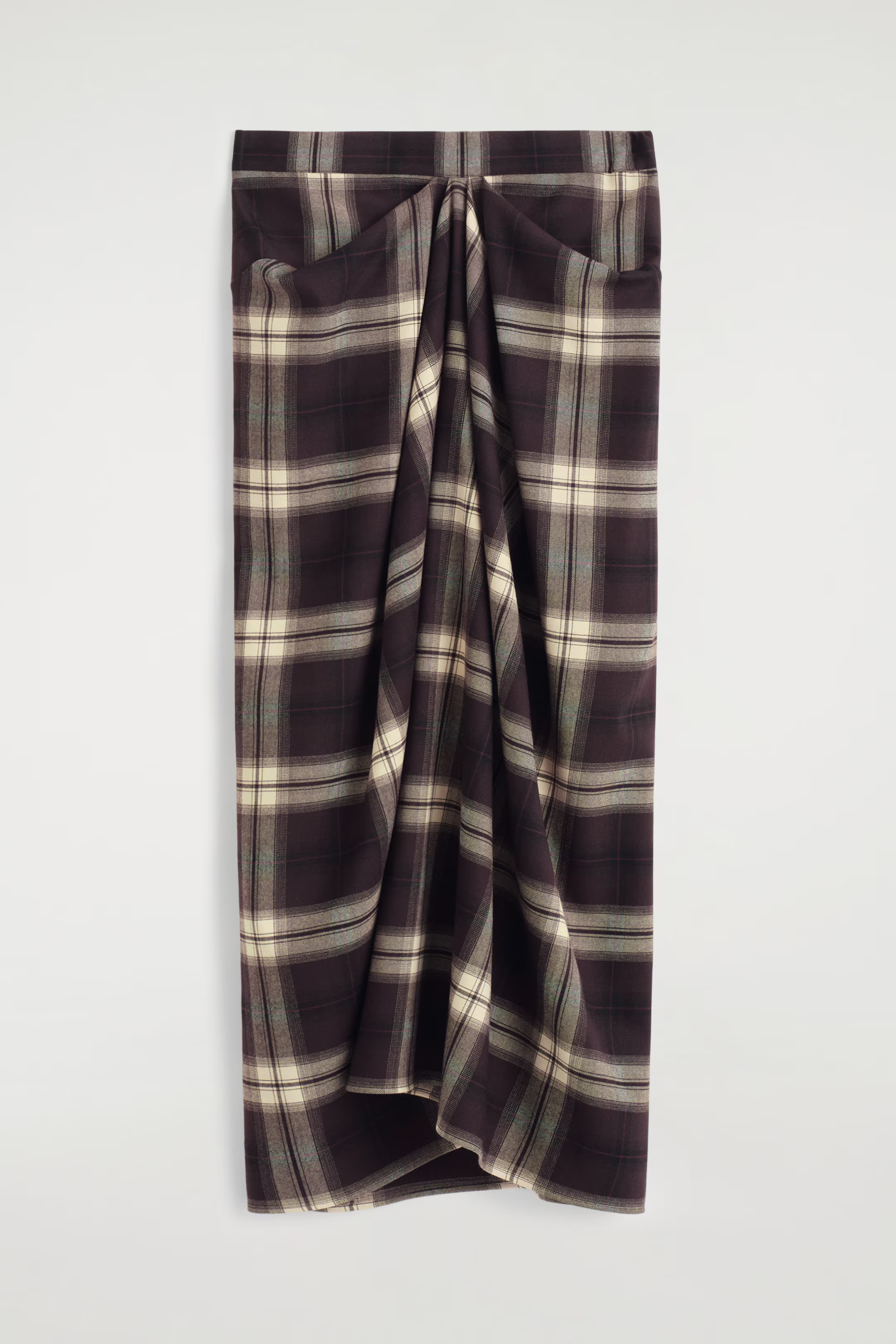 DRAPED CHECKED MIDI SKIRT - BURGUNDY / CHECKED | COS | COS (EU)