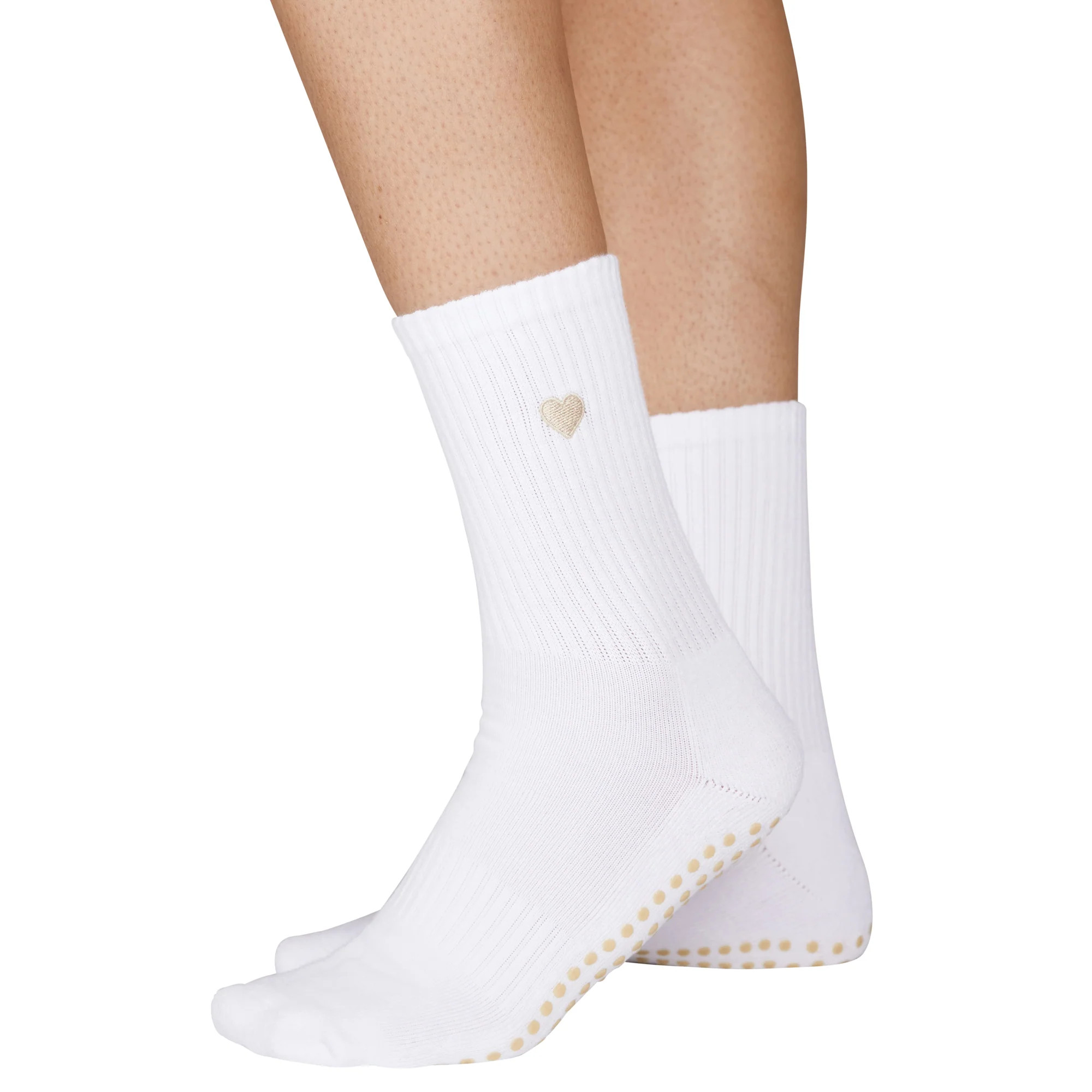 Beige Heart Grip Socks M/L | Souls.