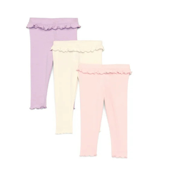 Garanimals Baby Girls Flutter Detail Pointelle Leggings, 3-Pack, Sizes 0M-24M | Walmart (US)