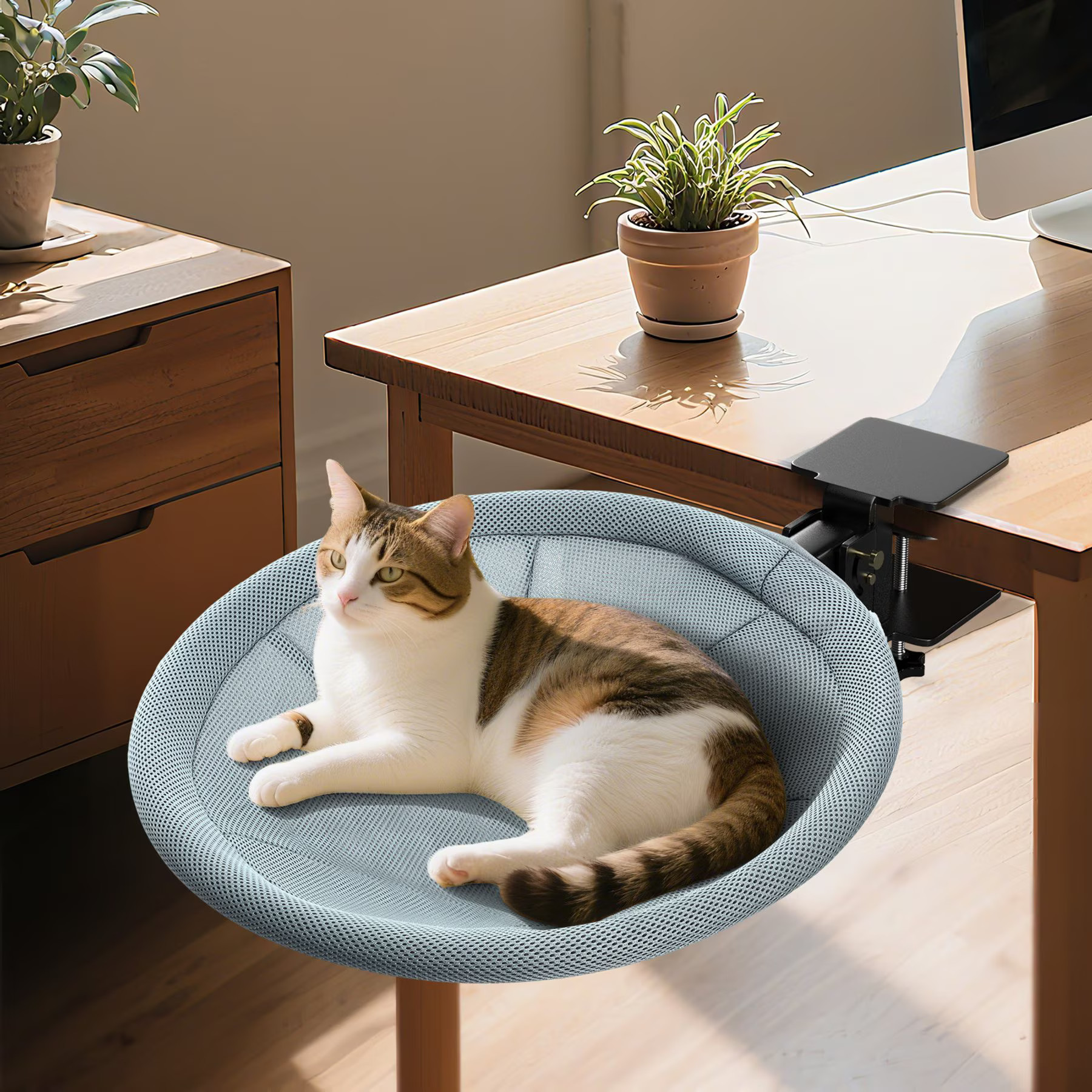 Invenho Foldable Cat Desk Bed with Removable Washable Cover, Grey, 17-in | Chewy