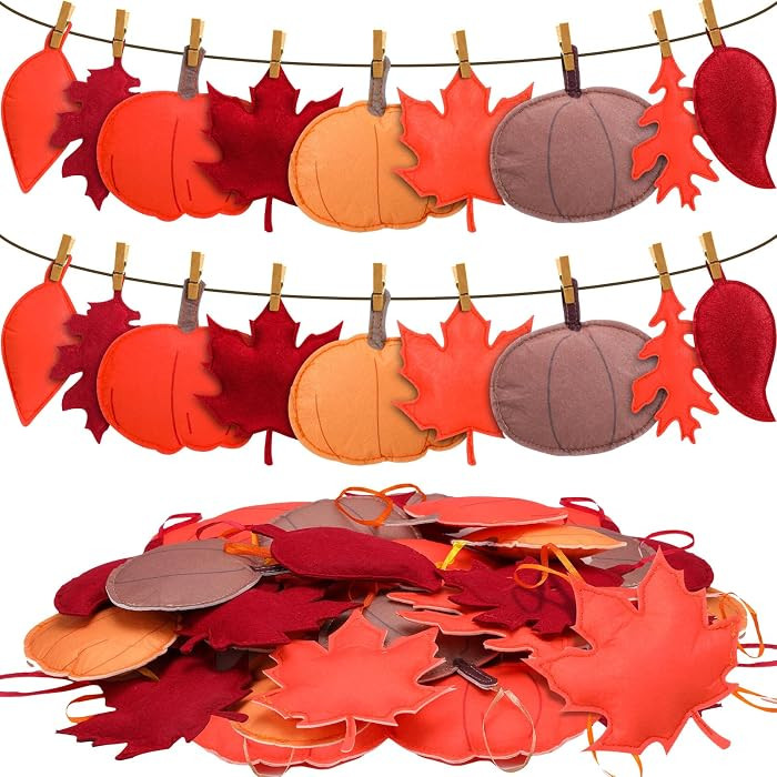 Tudomro 27 Pcs Fall Tree Decoration Felt Fall Leaves Tree Ornaments 3D Autumn Thanksgiving Maple ... | Amazon (US)