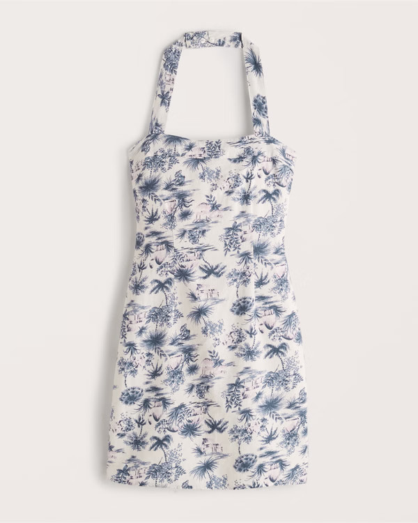 Women's Halter Linen-Blend Mini Dress | Women's Dresses & Jumpsuits | Abercrombie.com | Abercrombie & Fitch (US)