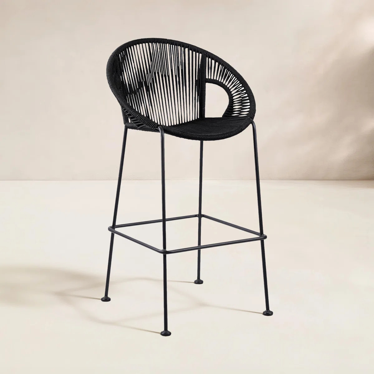 Champlost Outdoor Patio Steel Counter or Bar Stool with Rope | Wayfair North America