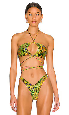 Camila Coelho Azaria Top in Jungle Green Leopard from Revolve.com | Revolve Clothing (Global)