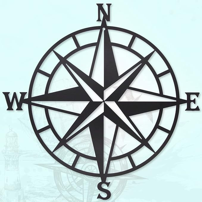 Black Metal Décorative Nautical Compass Wall Decor, Indoor or Outdoor Wall Hanging Art Perfect f... | Amazon (US)