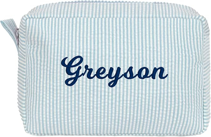 MT WORLD Personalized Cosmetic Bag Cute Makeup Bag for Women Girls Seersucker Bridesmaid Travel M... | Amazon (US)