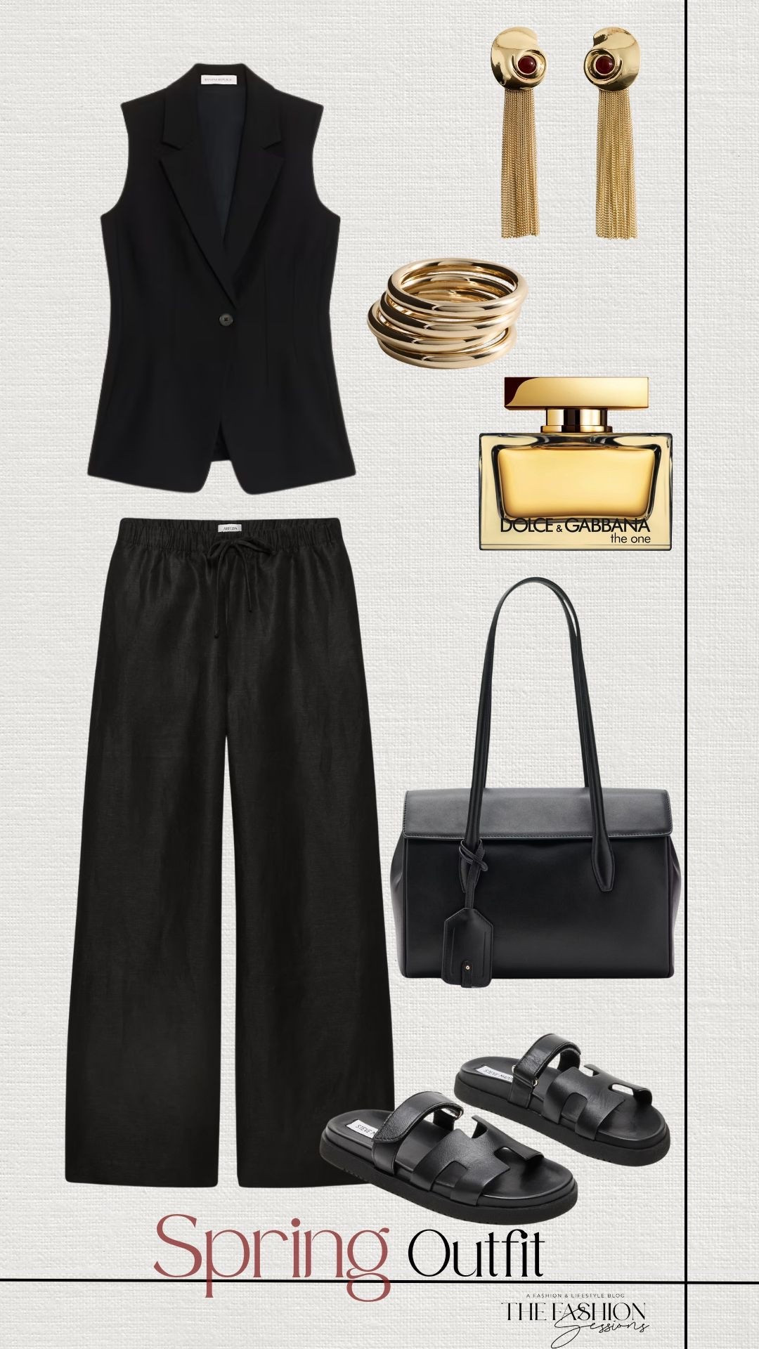 Chic Spring Outfit | Black Vest | Black Linen Pants | Shoukder Bag | Black Sandals | 

#LTKootd #LTKSeasonal #LTKgrwm